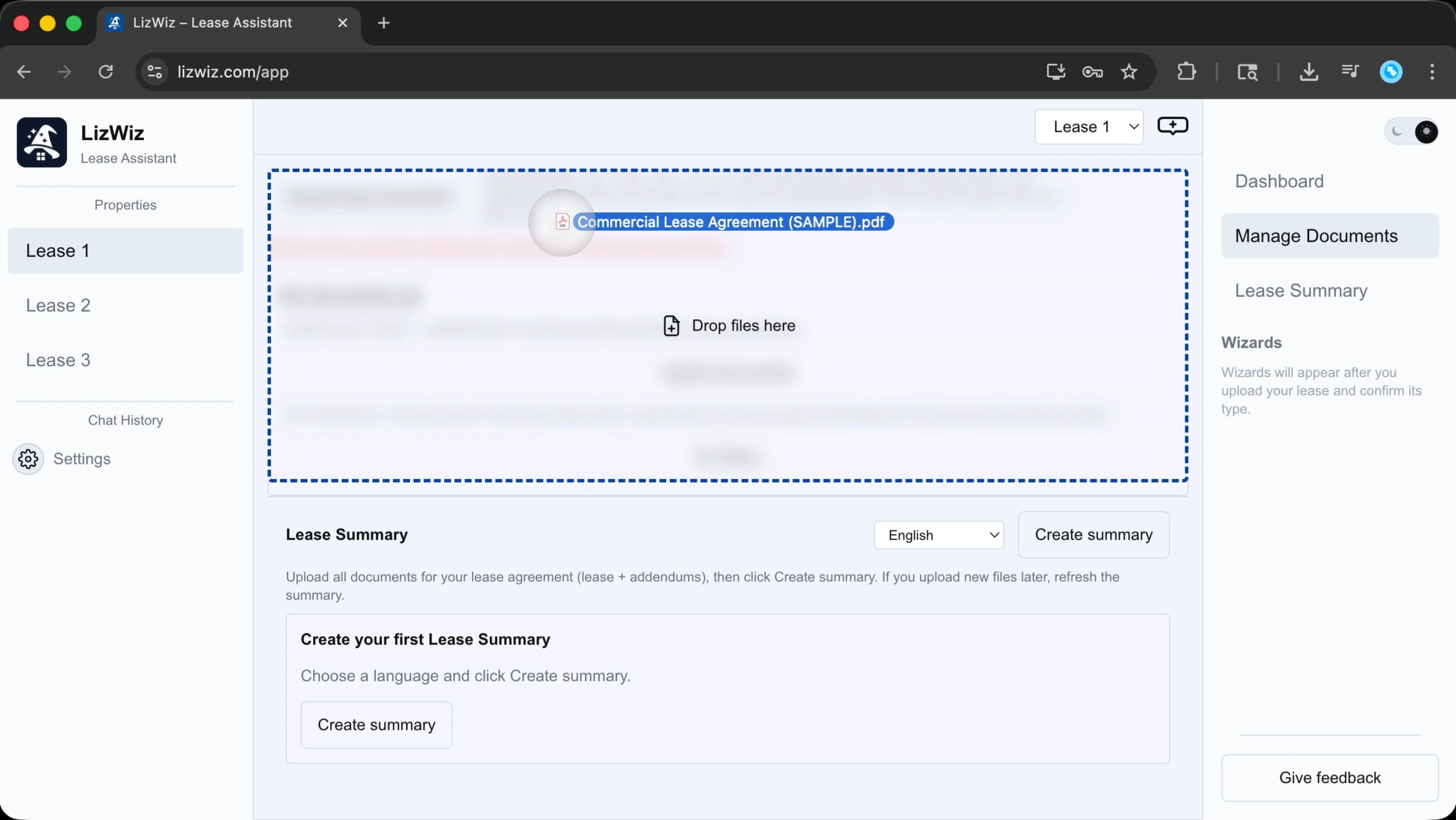 Upload lease document.